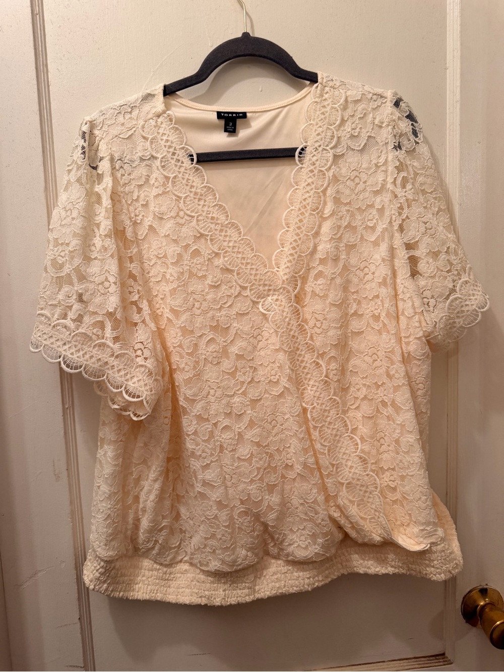 torrid Ivory Lace Wrap-Style Blouse